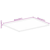 Table Top 90x70x1.5 cm Rectangular Solid Wood Rough Mango 371344