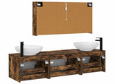 Bathroom Cabinet Set 4 pcs Smoked Oak Engineered Wood 3406627