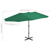 Garden Parasol Green Polyester fabric, Aluminium pole Extra large 44867