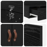 Storage Bed Frame with Drawer Black Oak 180 cm Engineered Wood 3335662