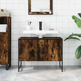 Bathroom Sink Cabinet Smoked Oak 80x33x60 cm Engineered Wood 842463