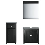 3 Piece Bathroom Furniture Set BERG Black Solid Wood Pine 3206495