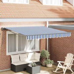 Retractable Awning Manual Blue and White 300x250 cm Fabric 3329911