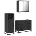 ZNTS 3 Piece Bathroom Furniture Set Black Engineered Wood 3300960
