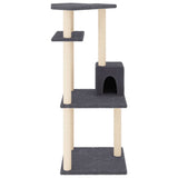 Cat Tree with Sisal Scratching Posts Dark Grey 123 cm 171785