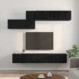 TV Cabinet Set with Drawer 7 pcs Black Oak Engineered Wood 3393487