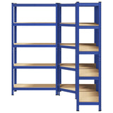 3 Piece 5-Layer Shelves Set Blue Steel&Engineered Wood 3307626