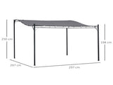 3x3m Freestanding Metal Wall Awning Canopy Grey T3398P318650