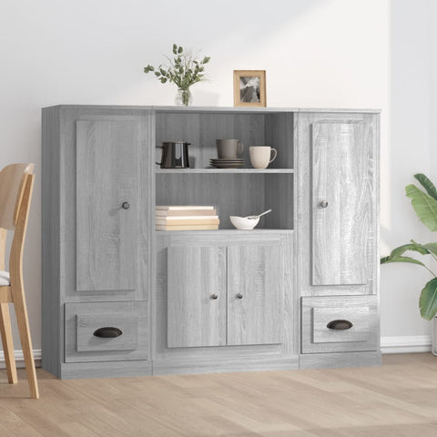 Highboards 3 pcs Smoked Oak Engineered Wood 3185317
