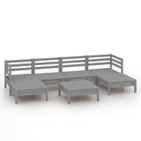 7 Piece Garden Lounge Set Grey Solid Wood Pine 3083341