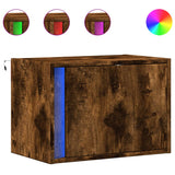 ZNTS Wall-mounted Bedside Cabinets with LED Lights 2 pcs Smoked Oak 852098