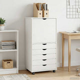 Rolling Cabinet White 53 x 39 x 103 cm Solid Pine Wood 42028369