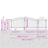 Garden Gate with Lock Woerden Grey 150 x 400 cm Steel 42008909