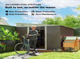11.3 x 9.2ft Lean to Metal Garden Shed, Outdoor Galvanised Tool Storage House with Double Sliding T3398P320203