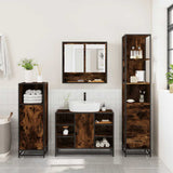 3 Piece Bathroom Furniture Set Smoked Oak Engineered Wood 3301182