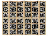 Room Divider 6 Panels Brown and Black Solid Wood Paulownia 358812