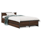 Bed Frame with Drawers without Mattress Brown Oak 100x200 cm 3279966