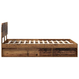 Bed Frame with Headboard Old Wood 135 x 190 cm Solid Pine Wood 3412094