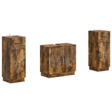 2 Piece Bathroom Cabinet Set HOORN Smoked Oak Engineered Wood 3418040