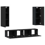 TV Cabinet Set 4 pcs Black oak Large Engineered wood 3393367