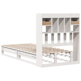 Bookcase Bed without Mattress White 75x190 cm Small Single Solid Wood Pine 3323975