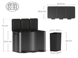 3 x 15L Pedal Bin, Steel Triple Kitchen Bin with Soft Close Lid, Removable Inner Buckets, T3398P344678