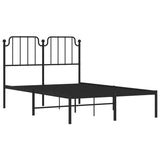 Metal Bed Frame without Mattress with Headboard Black 120x190cm 373884