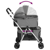 2-Layers Folding Dog Stroller Grey 83x48x97 cm Oxford Fabric 172205