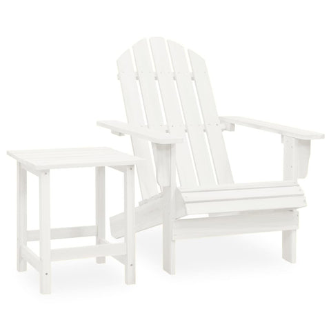 Garden Adirondack Chair with Table Solid Fir Wood White 315919