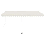 ZNTS Manual Retractable Awning with LED 450x350 cm Cream 3069642