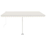 ZNTS Manual Retractable Awning with LED 450x350 cm Cream 3069642