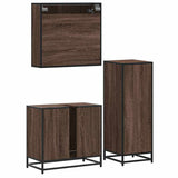 ZNTS 3 Piece Bathroom Furniture Set Brown Oak Engineered Wood 3301059