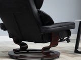 360&deg Swivel Recliner Chair with Footstool, PU Leather Manual Recliner Armchair with Solid Wood T3398P343496