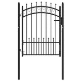 ZNTS Fence Gate with Spikes Steel 100x125 cm Black 146389