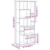 Book Cabinet 8-Tier 67 x 25 x 162 cm Engineered Wood Black Oak 869252