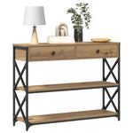 ZNTS Console Table Artisan Oak 100x28x75 cm Engineered Wood & Steel 863528