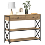 ZNTS Console Table Artisan Oak 100x28x75 cm Engineered Wood & Steel 863528