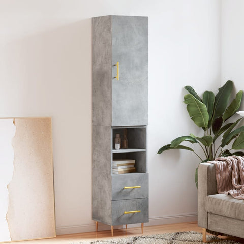 Highboard Concrete Grey 34.5x34x180 cm Engineered Wood 3198909