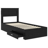 Bed Frame with Headboard Black Oak 90 x 190 cm Engineered Wood 3410028