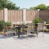 Garden Dining Set Grey PE Rattan Standard Removable Covers 3213621