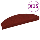 Stair Mats Self-adhesive 15 pcs 65x21x4 cm Bordeaux Red Half Round Large 132700