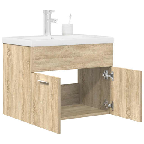 ZNTS Bathroom Sink Cabinet with Built-in Basin and Faucet Sonoma Oak 3325014