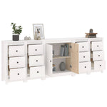 ZNTS Sideboard White 230x35x80 cm Solid Wood Pine 3114085