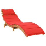 Sun Lounger with Cushion Red Solid Wood Acacia 367637