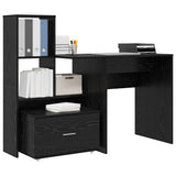 Desk with Shelf Black Oak 131.5 x 50 x 106.5 cm Engineered Wood 3337266