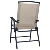 Chair Set of 2 Cream Textilene, Steel Standard Foldable Chair 47924