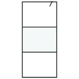 Walk-in Shower Wall Black 90x195 cm Half Frosted ESG Glass 152106