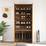Shoe Cabinet with Door Brown 80 x 39 x 180 cm Engineered wood 3333873
