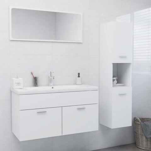 ZNTS Bathroom Furniture Set White Engineered Wood 3071423