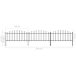 ZNTS Garden Fence with Spear Top Steel x5.1 m Black 277705